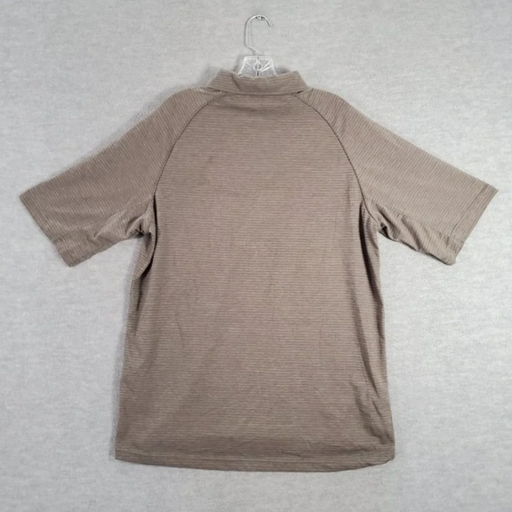 Royal Robbins Men Polo Shirt XL Brown Striped Hiking‎ Short Sleeve Collar